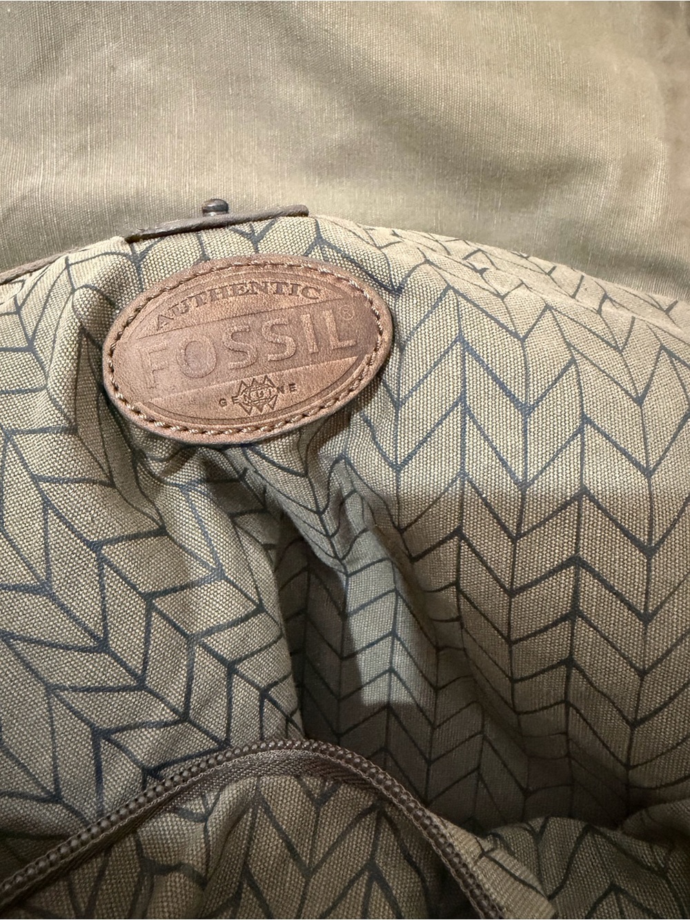Fossil men’s laptop crossbody Canvas Messenger Bag VTG army green 90s travel - Picture 7 of 9